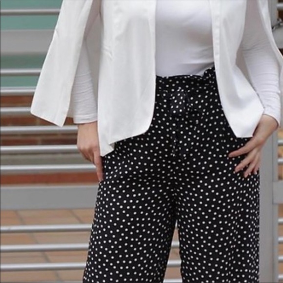 Zara Pants - Zara Black With White Polka Dots Trousers